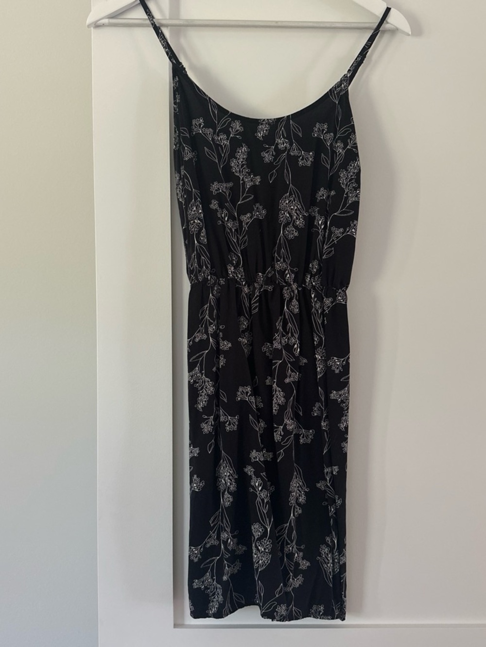 Old Navy Black Floral Spaghetti-Strap Midi Dress